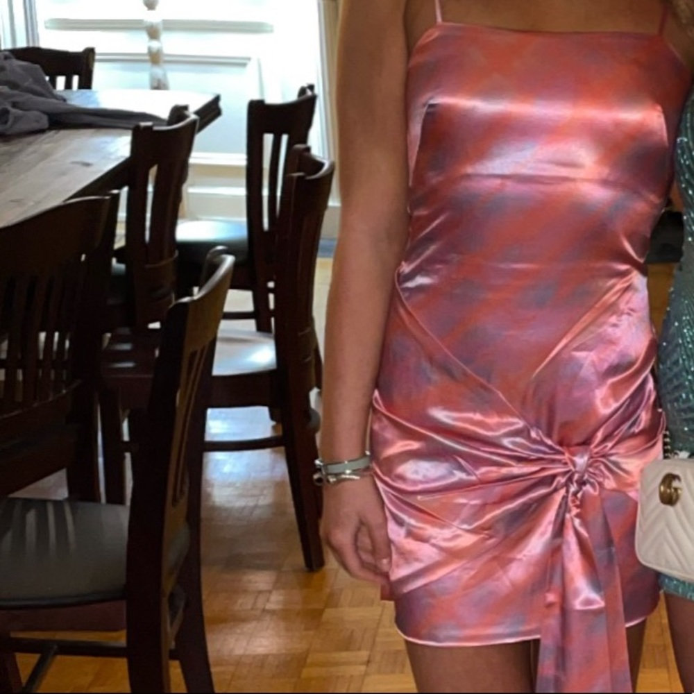 LIKELY Emile Tie Front Satin Minidress